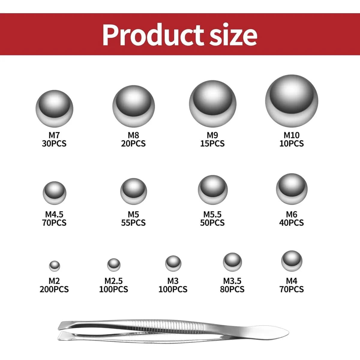 Stainless Steel Balls, Stainless Steel Metal Balls, Precision Stainless Steel Balls, Ball Bearing  (13 Sizes)  - Bild 1
