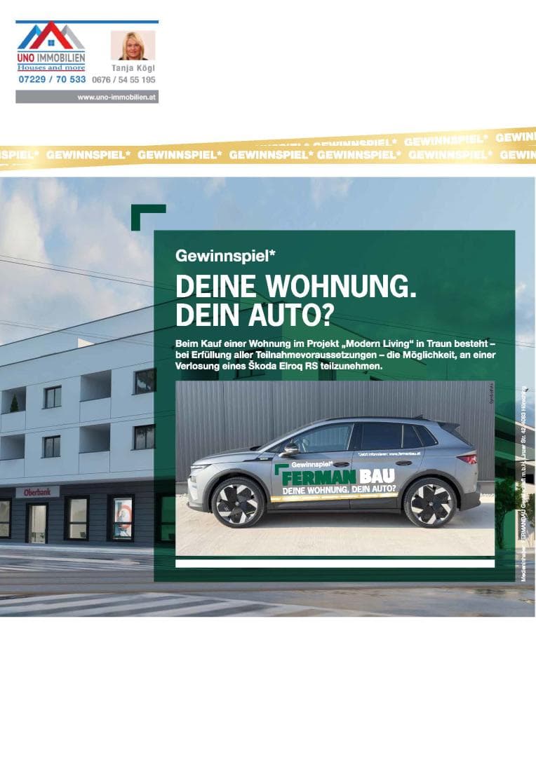 🚗 Jetzt Wohnung sichern & Traumauto gewinnen! 🏡 Modern LIving Traun Top 6, 7, 14 und 15 - Bild 1