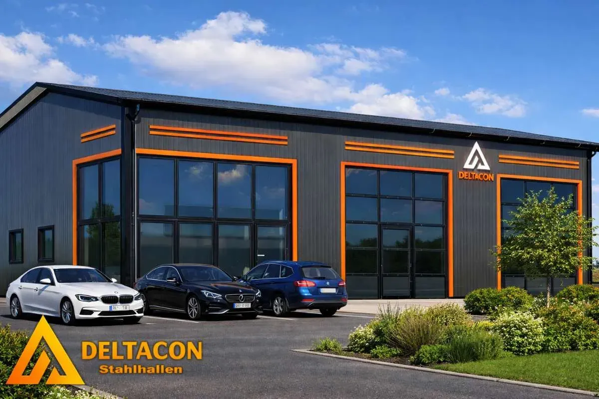DELTACON Stahlhalle Büro Werkstatt 10 x 15 x 4,5/ 5,5 m / Gewährleistung 5 Jahre !